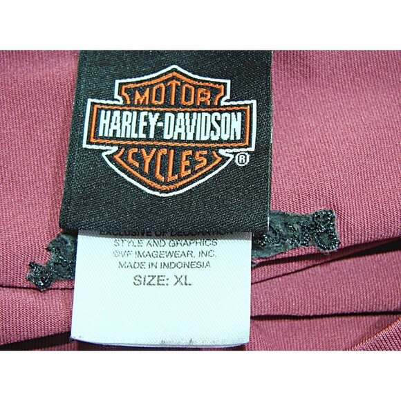 Harley Davidson Women Scoop Neck Rose Colored Shirt Ruched Sz XL Buddy Stubbs Az - Picture 6 of 11